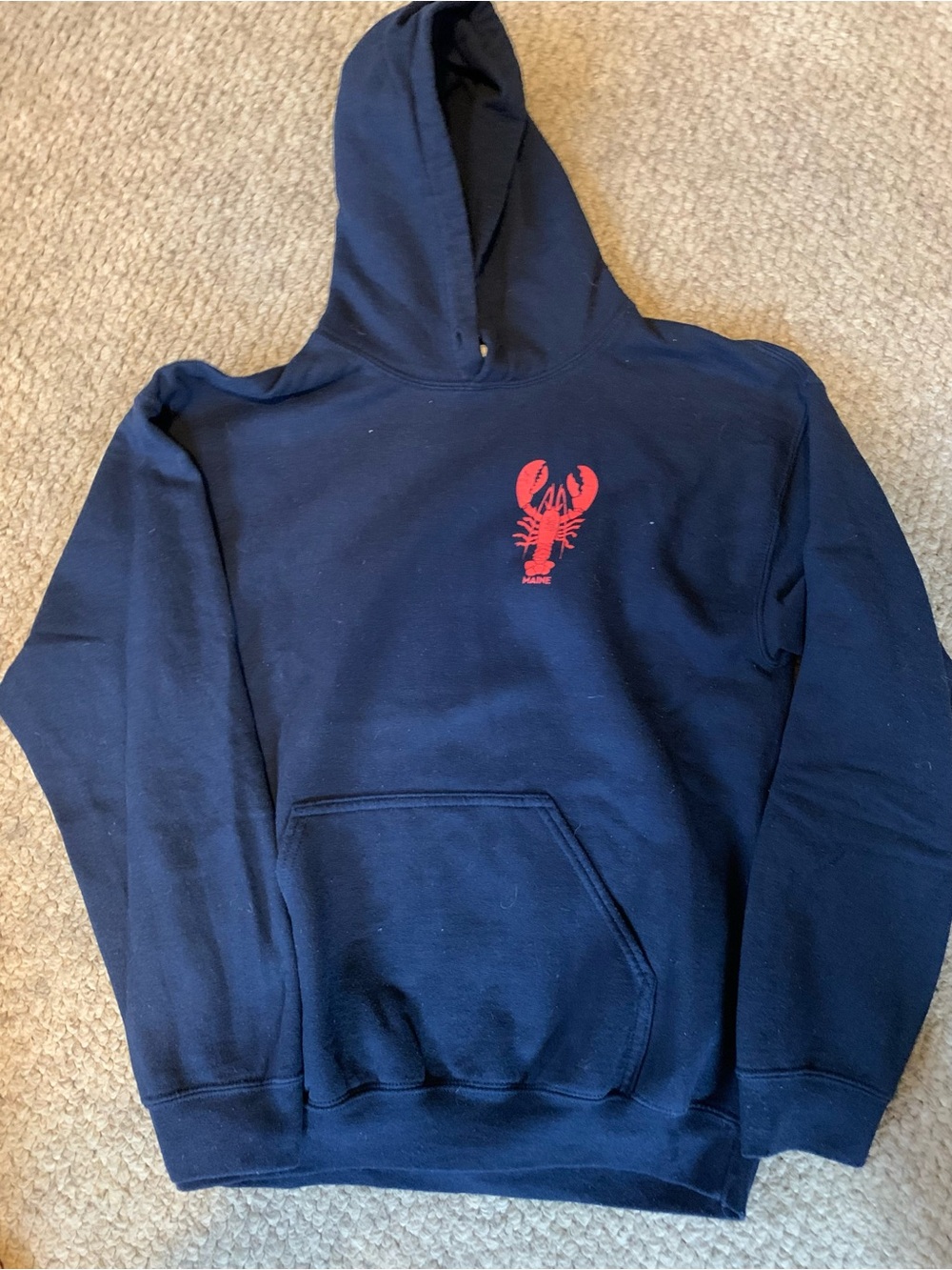 Men's Maine Lobster Navy Hoodie with Red Lobster Graphic